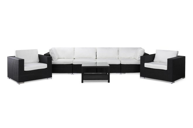 Loungegrupp Utomhus Bahamas 6-sits 1 Bord 75x75 - 2 Fåtöljer Svart