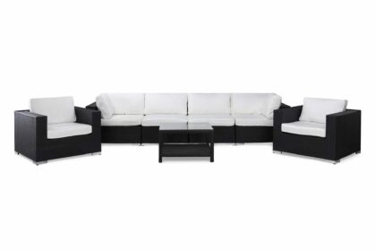 Loungegrupp utomhus bahamas 6-sits 1 bord 75x75 - 2 fåtöljer svart