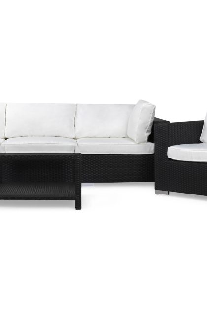Loungegrupp utomhus bahamas 4-sits bord 75x75 - fåtölj svart