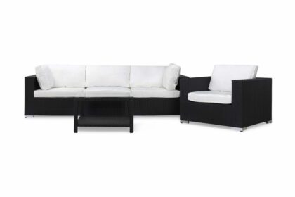 Loungegrupp utomhus bahamas 4-sits bord 75x75 - fåtölj svart