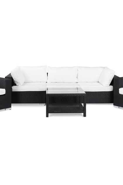Loungegrupp utomhus bahamas 5-sits 1 bord 75x75 - 2 fåtöljer svart