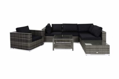 Loungegrupp utomhus bahamas 6-sits bord 75x75 - divan fåtölj grå