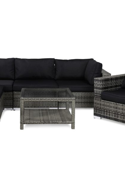 Loungegrupp utomhus bahamas 5-sits bord 75x75 - divan fåtölj grå