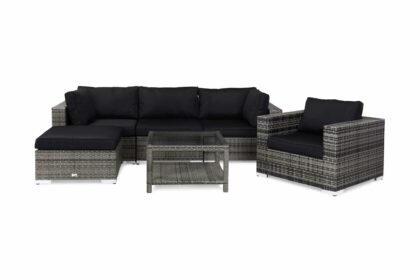 Loungegrupp utomhus bahamas 5-sits bord 75x75 - divan fåtölj grå