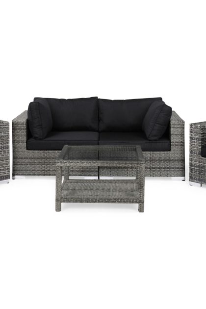 Loungegrupp utomhus bahamas 4-sits bord 75x75 - 2 fåtöljer grå