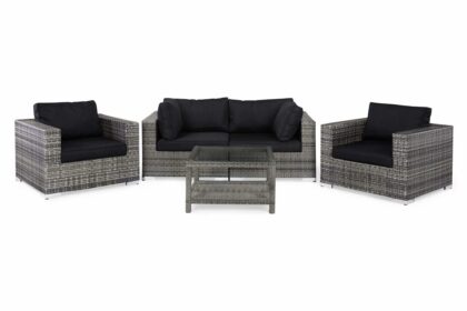 Loungegrupp utomhus bahamas 4-sits bord 75x75 - 2 fåtöljer grå