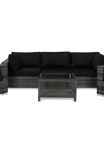 Loungegrupp utomhus bahamas 5-sits bord 75x75 - 2 fåtöljer grå