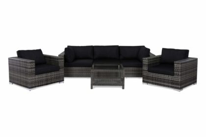 Loungegrupp utomhus bahamas 5-sits bord 75x75 - 2 fåtöljer grå