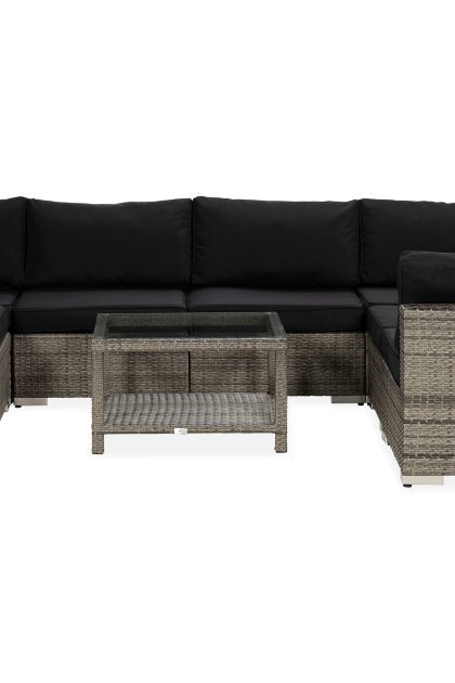 Loungegrupp utomhus bahamas 7-sits bord 75x75 - divan|bord grå