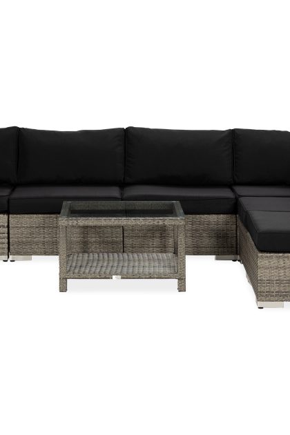 Loungegrupp utomhus bahamas 6-sits bord 75x75 - grå