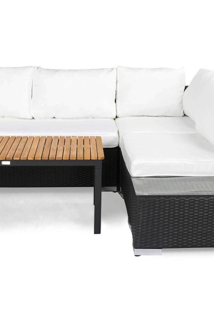 Loungegrupp utomhus bahamas 4-sits bord svart/teak - avslut svart