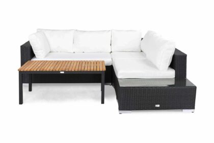 Loungegrupp utomhus bahamas 4-sits bord svart/teak - avslut svart