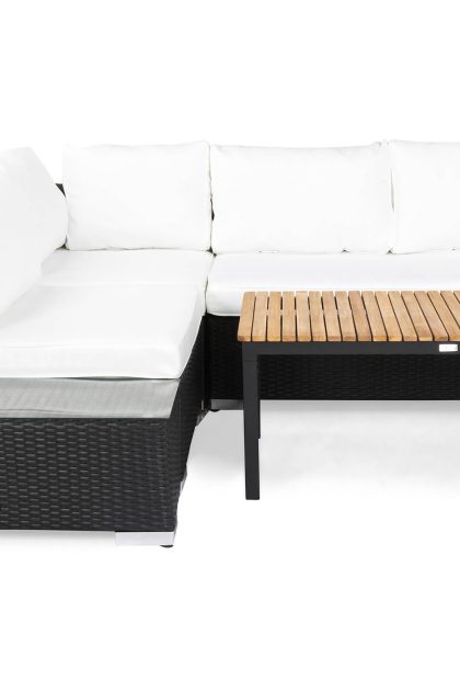 Loungegrupp utomhus bahamas 4-sits bord svart/teak - avslut svart