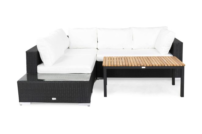 Loungegrupp utomhus bahamas 4-sits bord svart/teak - avslut svart
