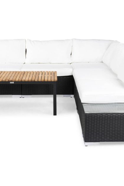 Loungegrupp utomhus bahamas 5-sits 1 bord svart/teak - 2 avslut svart