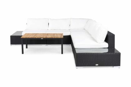 Loungegrupp utomhus bahamas 5-sits 1 bord svart/teak - 2 avslut svart