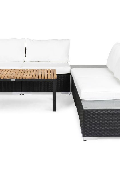 Loungegrupp utomhus bahamas 5-sits bord svart/teak - 2 avslut svart