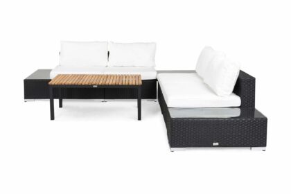 Loungegrupp utomhus bahamas 5-sits bord svart/teak - 2 avslut svart