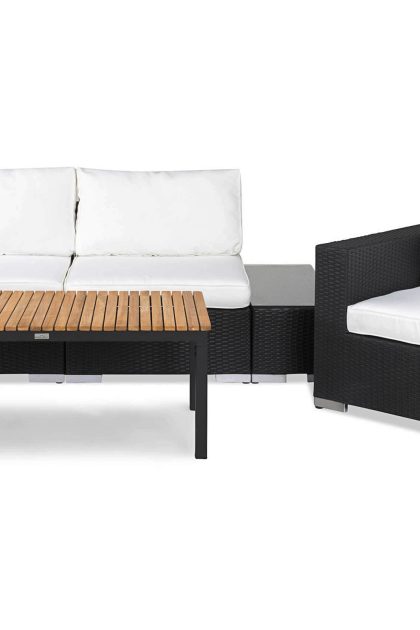 Loungegrupp utomhus bahamas 3-sits bord svart/teak - 2 avslut svart