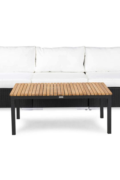 Loungegrupp utomhus bahamas 3-sits 1 bord svart/teak - 2 avslut svart