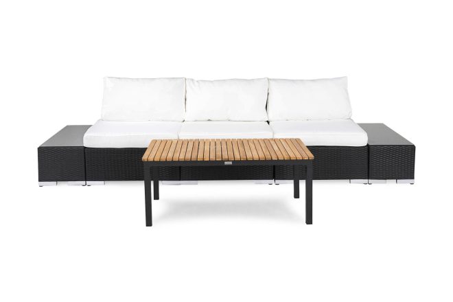 Loungegrupp utomhus bahamas 3-sits 1 bord svart/teak - 2 avslut svart