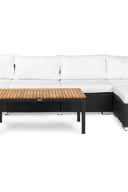 Loungegrupp utomhus bahamas 5-sits bord svart/teak - divan|bord svart