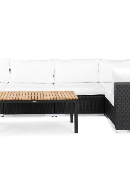 Loungegrupp utomhus bahamas 5-sits bord svart/teak - svart