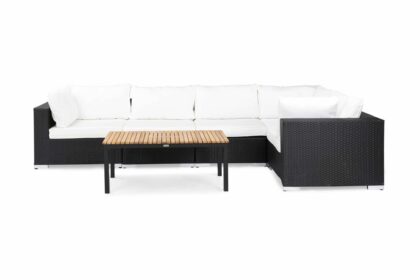 Loungegrupp utomhus bahamas 5-sits bord svart/teak - svart