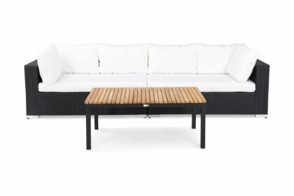 Loungegrupp utomhus bahamas 4-sits bord svart/teak - svart