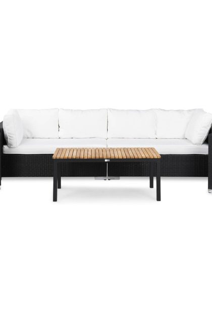 Loungegrupp utomhus bahamas 6-sits bord svart/teak - 2 fåtöljer svart