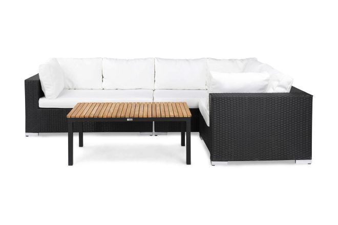 Loungegrupp utomhus bahamas 5-sits bord svart/teak - svart