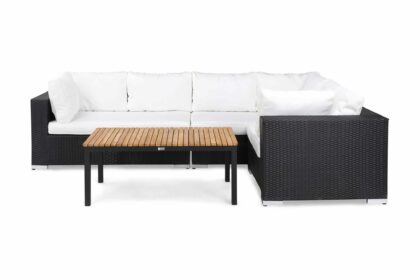 Loungegrupp utomhus bahamas 5-sits bord svart/teak - svart