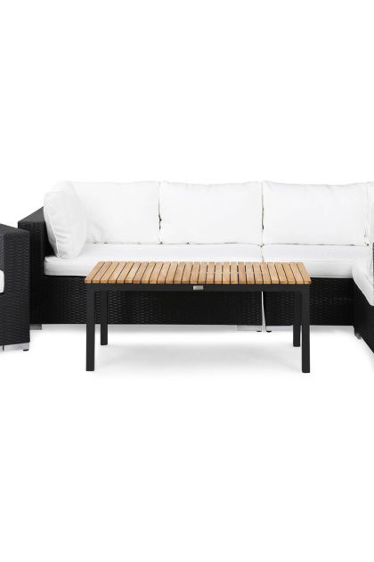 Loungegrupp utomhus bahamas 6-sits bord svart/teak - fåtölj svart
