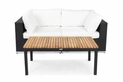 Loungegrupp utomhus bahamas 2-sits bord svart/teak - svart