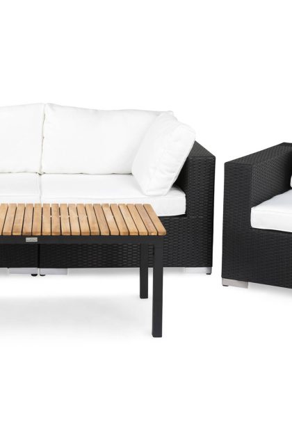 Loungegrupp utomhus bahamas 3-sits bord svart/teak - svart