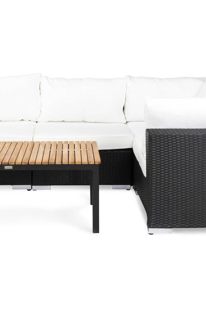 Loungegrupp utomhus bahamas 4-sits bord svart/teak - svart