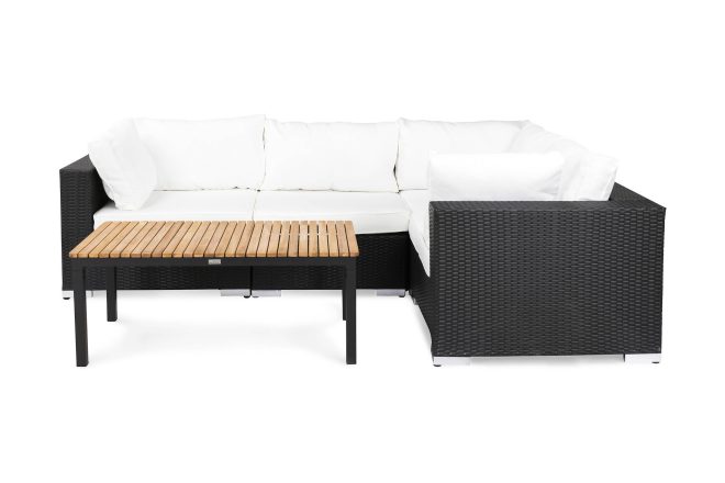 Loungegrupp utomhus bahamas 4-sits bord svart/teak - svart