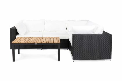 Loungegrupp utomhus bahamas 4-sits bord svart/teak - svart