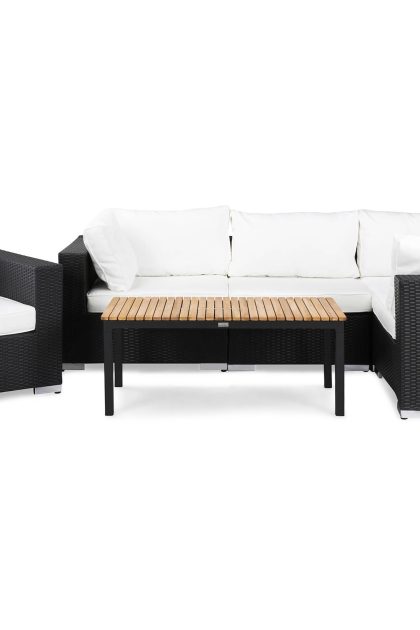 Loungegrupp utomhus bahamas 5-sits bord svart/teak - fåtölj svart