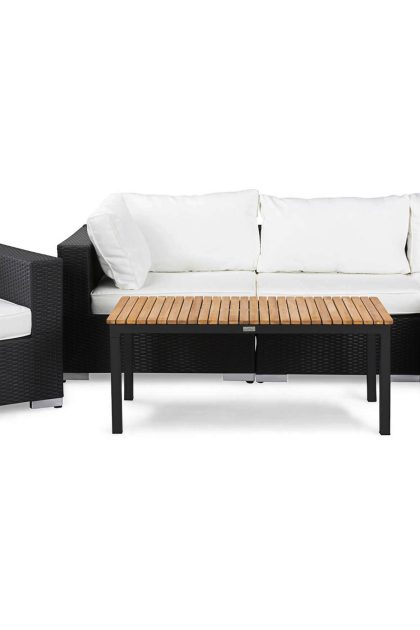Loungegrupp utomhus bahamas 5-sits bord svart/teak - divan|bord fåtölj svart