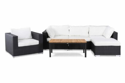 Loungegrupp utomhus bahamas 5-sits bord svart/teak - divan|bord fåtölj svart