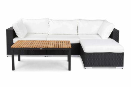 Loungegrupp utomhus bahamas 4-sits bord svart/teak - divan|bord svart