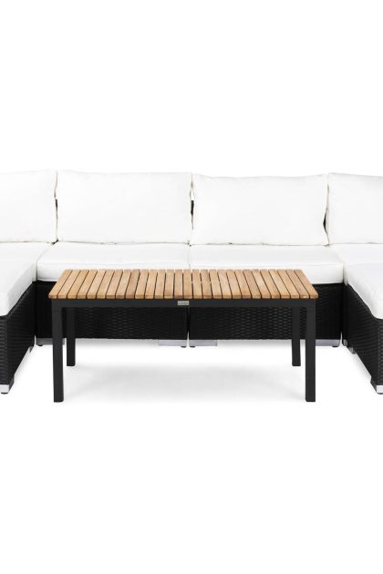Loungegrupp utomhus bahamas 6-sits bord svart/teak - 2 divan|bord svart