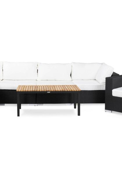 Loungegrupp utomhus bahamas 6-sits bord svart/teak - divan|bord fåtölj svart