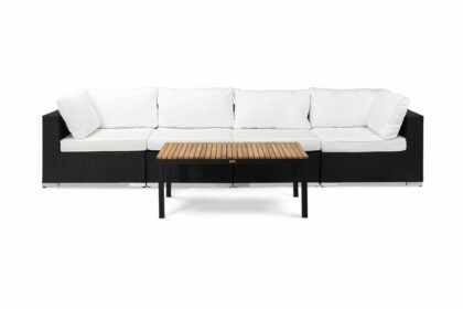 Loungegrupp utomhus bahamas 4-sits bord svart/teak - svart