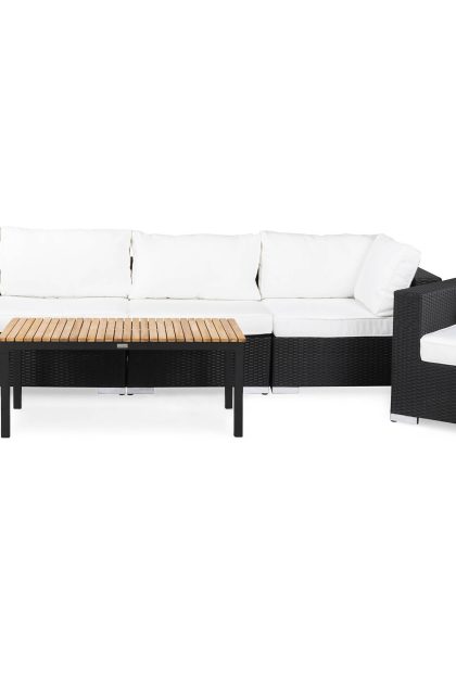 Loungegrupp utomhus bahamas 5-sits bord svart/teak - fåtölj svart