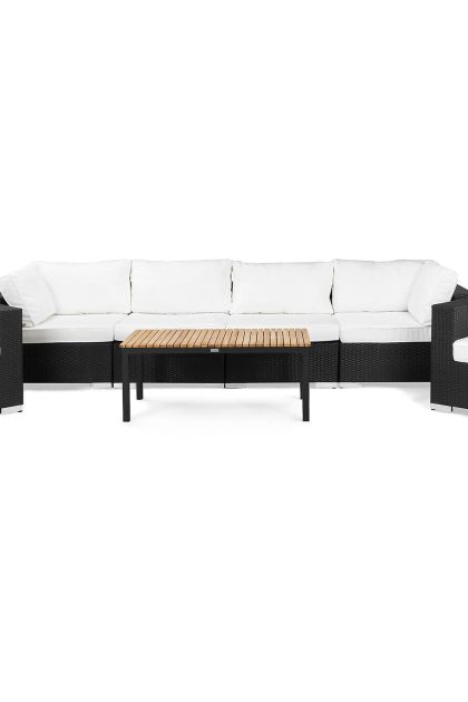 Loungegrupp utomhus bahamas 6-sits 1 bord svart/teak - 2 fåtöljer svart