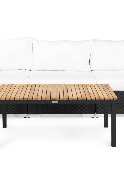 Loungegrupp utomhus bahamas 3-sits bord svart/teak - svart
