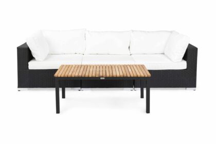 Loungegrupp utomhus bahamas 3-sits bord svart/teak - svart