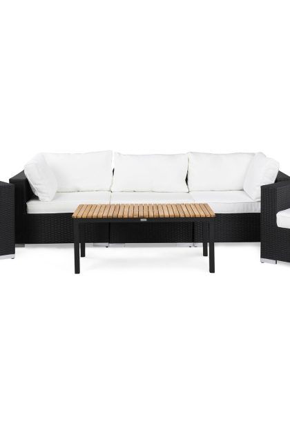 Loungegrupp utomhus bahamas 5-sits 1 bord svart/teak - 2 fåtöljer svart